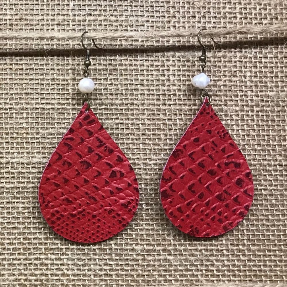Large genuine leather earrings